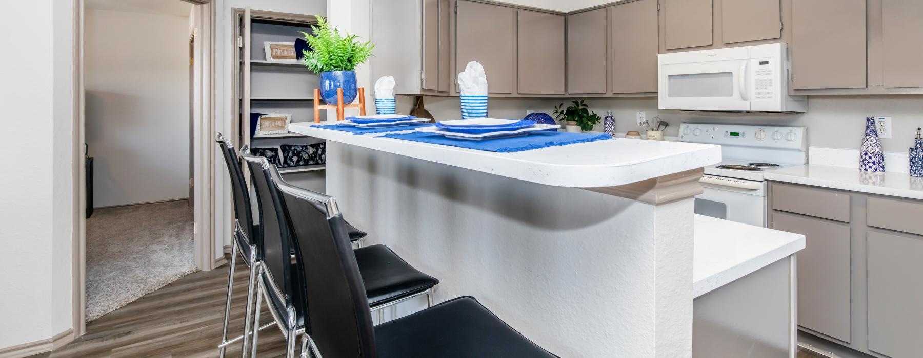 chairs at kitchen serving counter