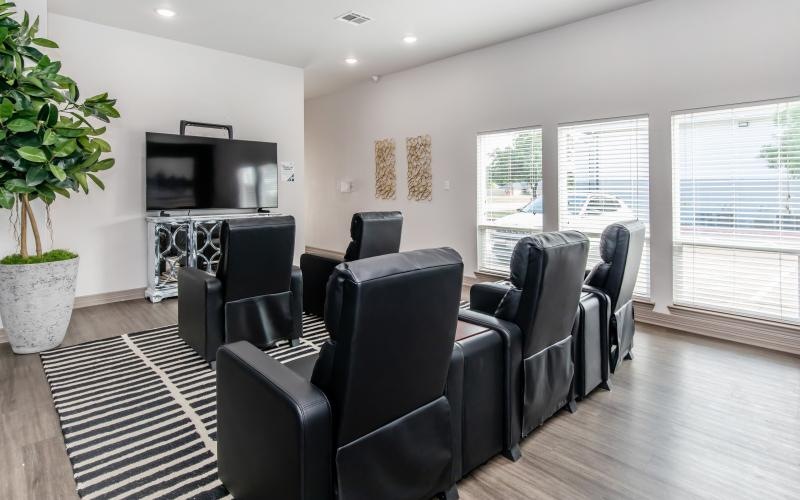 viewing room with reclining chairs