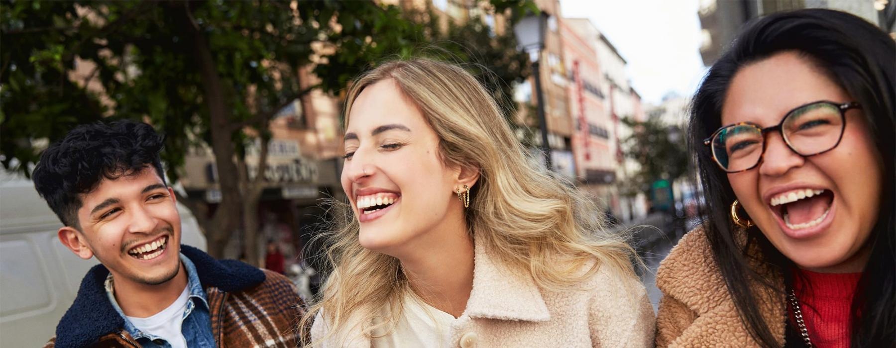 a group of people laughing